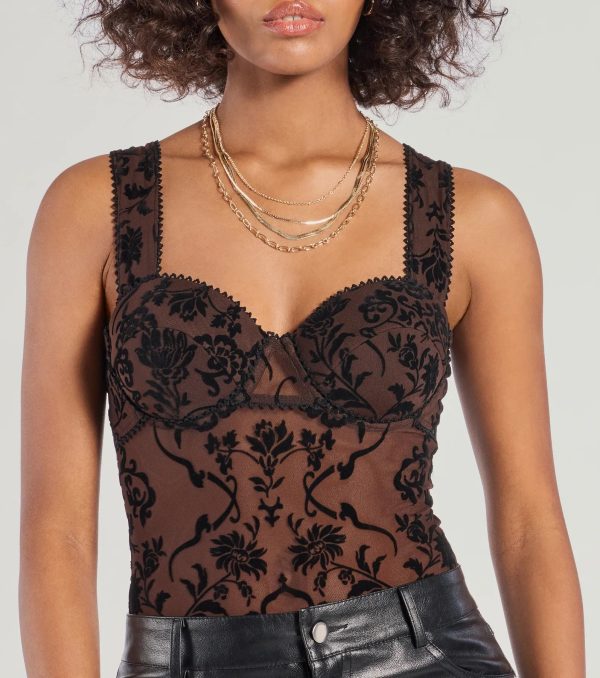 Floral Stunner Flocked Bustier Bodysuit - Image 10