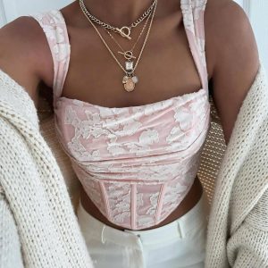 Romance Me Floral Jacquard Corset Top