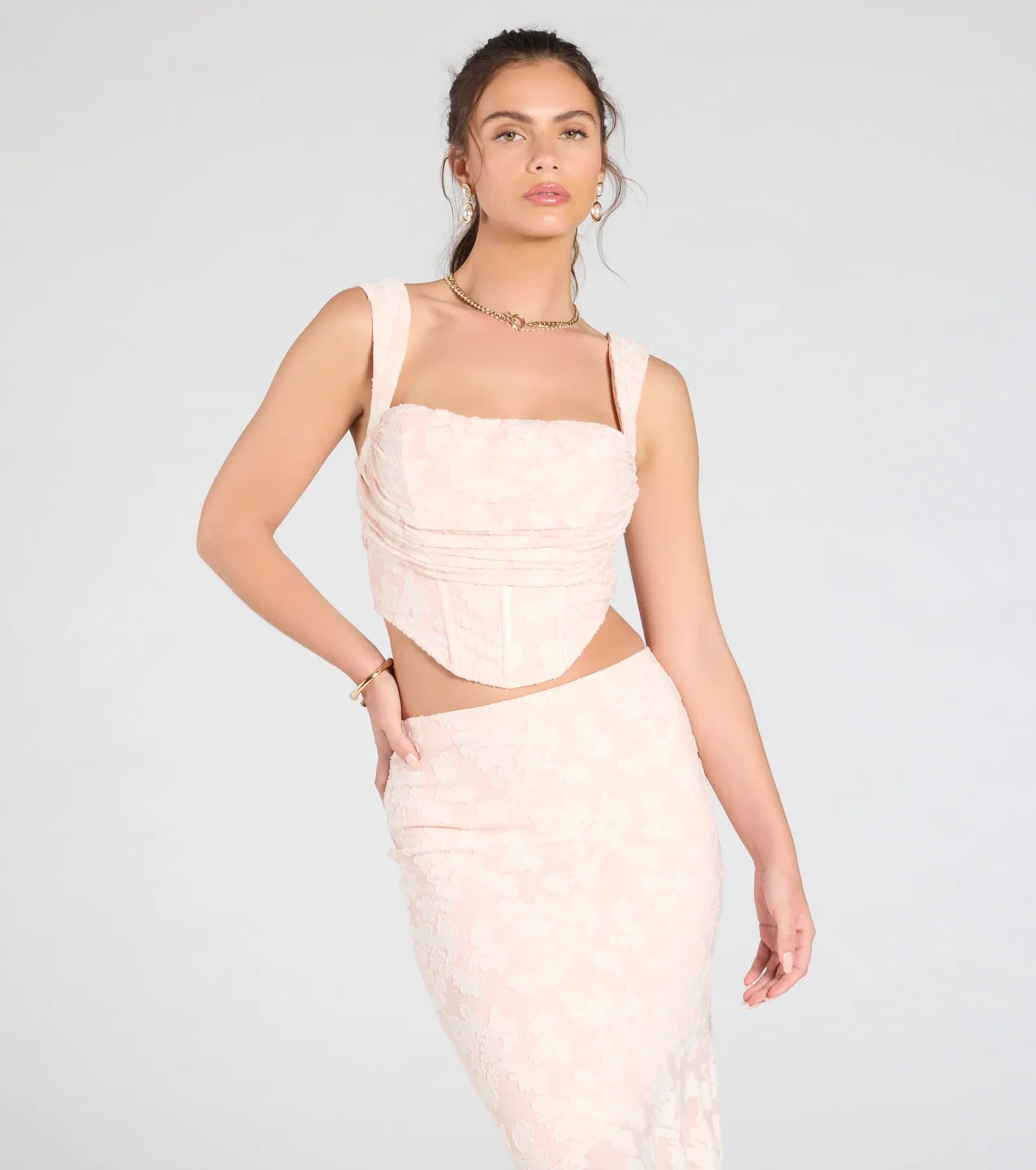 Romance Me Floral Jacquard Corset Top - Image 2