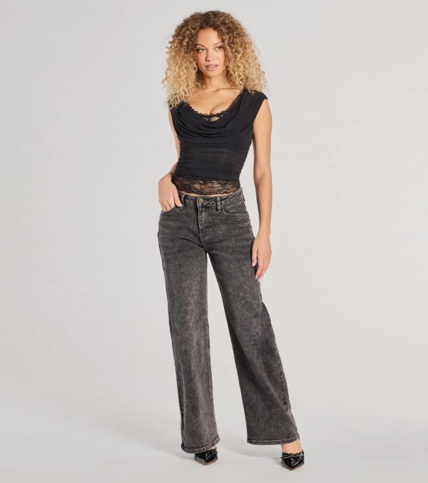 Just A Peek Cap Sleeve Lace Mesh Crop Top - Image 3