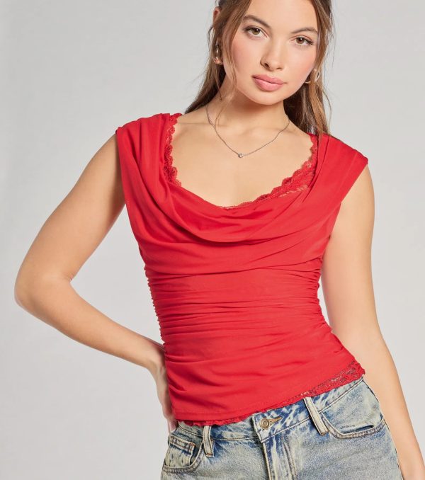 Just A Peek Cap Sleeve Lace Mesh Crop Top - Image 8