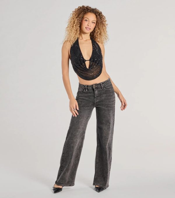 Party Diva Cropped Rhinestone Halter Top - Image 16