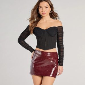 Downtown Looks Long Sleeve Mesh Bustier