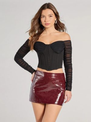 Downtown Looks Long Sleeve Mesh Bustier