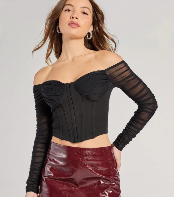 Downtown Looks Long Sleeve Mesh Bustier - Image 4