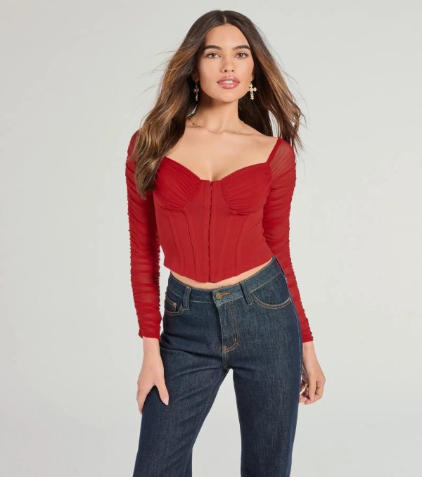 Downtown Looks Long Sleeve Mesh Bustier - Image 5