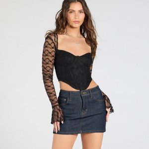 Current Mood Lace Long Sleeve Corset Top