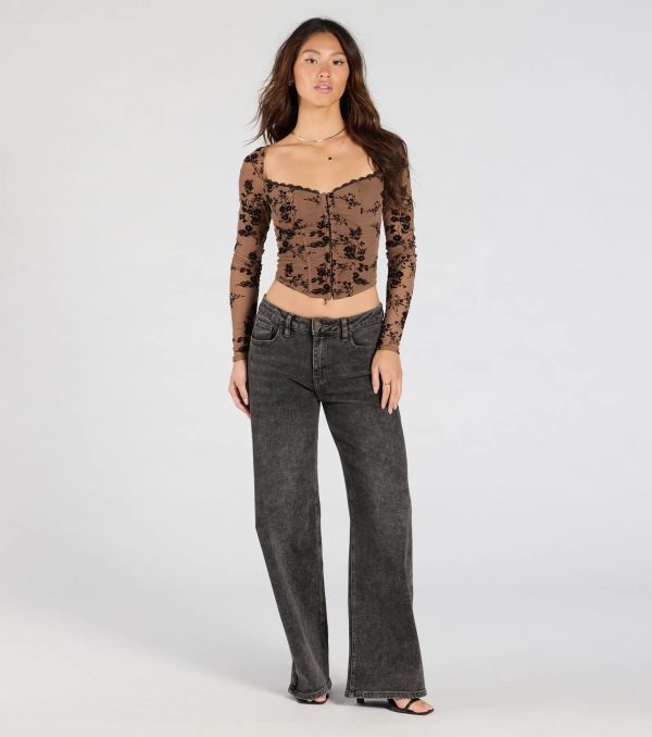 Certified Flirt Long Sleeve Corset Crop Top - Image 3