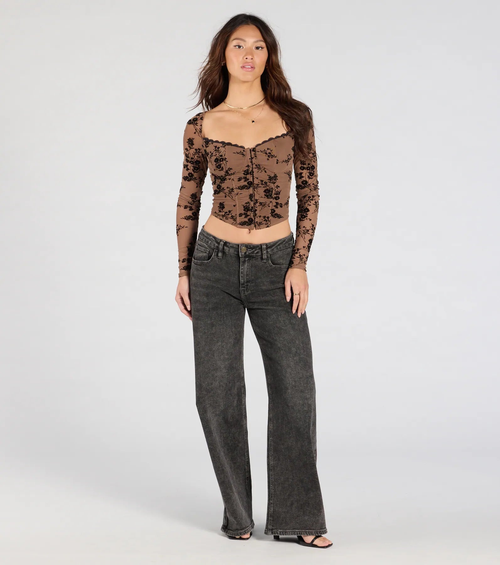 Certified Flirt Long Sleeve Corset Crop Top - Image 3