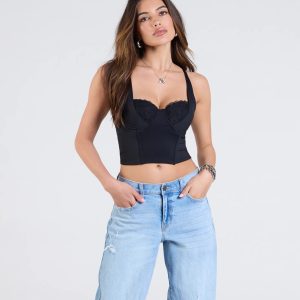 Romantic At Heart Lace Trim Crop Top