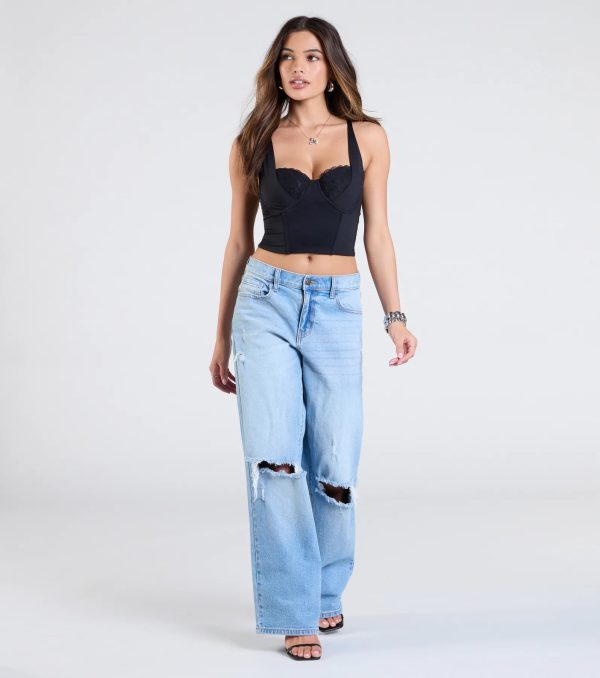 Romantic At Heart Lace Trim Crop Top - Image 3