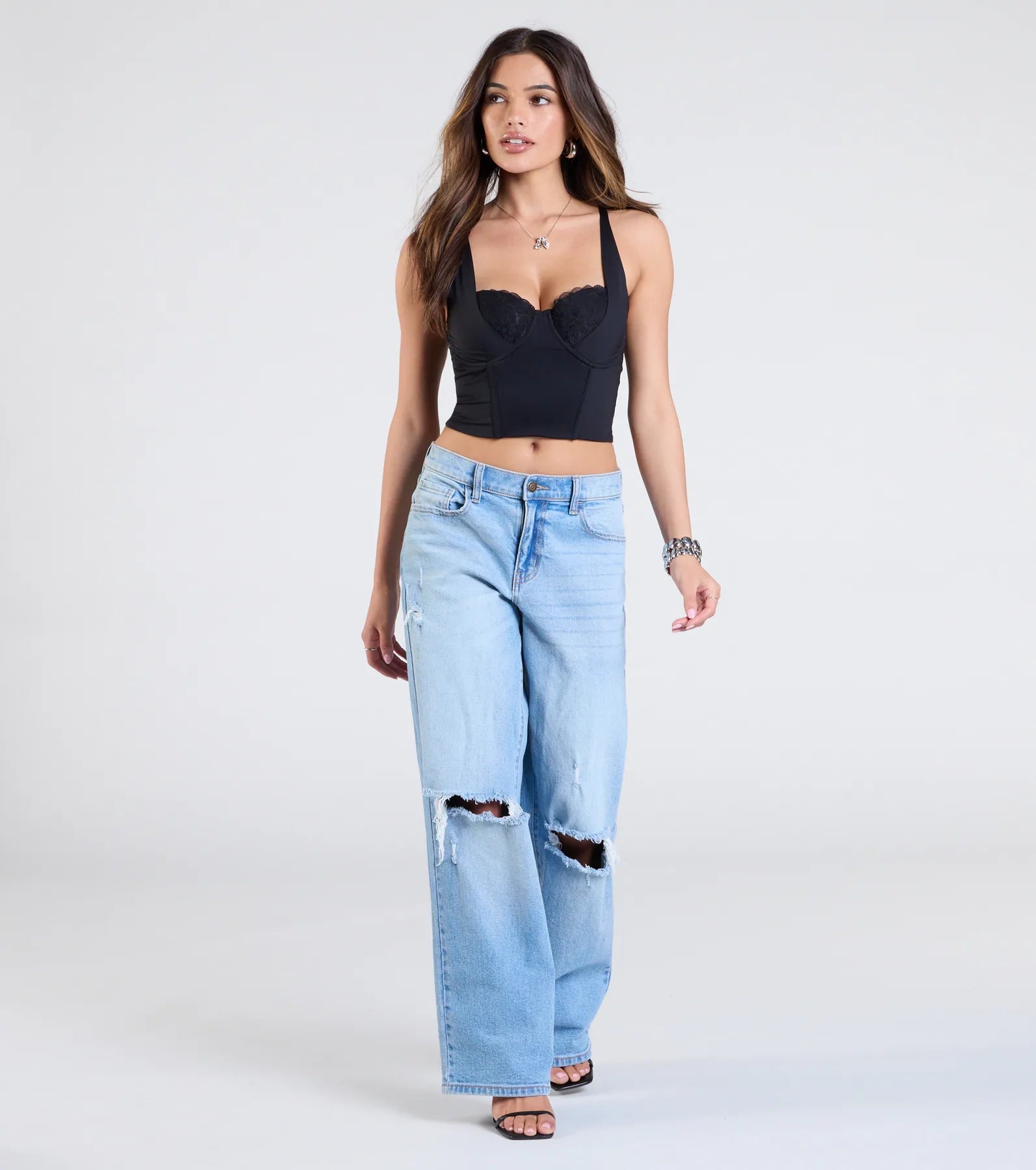 Romantic At Heart Lace Trim Crop Top - Image 3