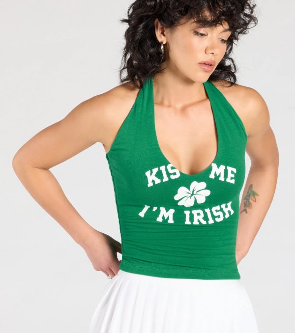 Kiss Me V-Neck Halter Graphic Top - Image 4