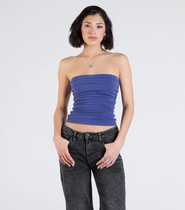 Cutest Vibe Ruched Knit Tube Top - Image 12