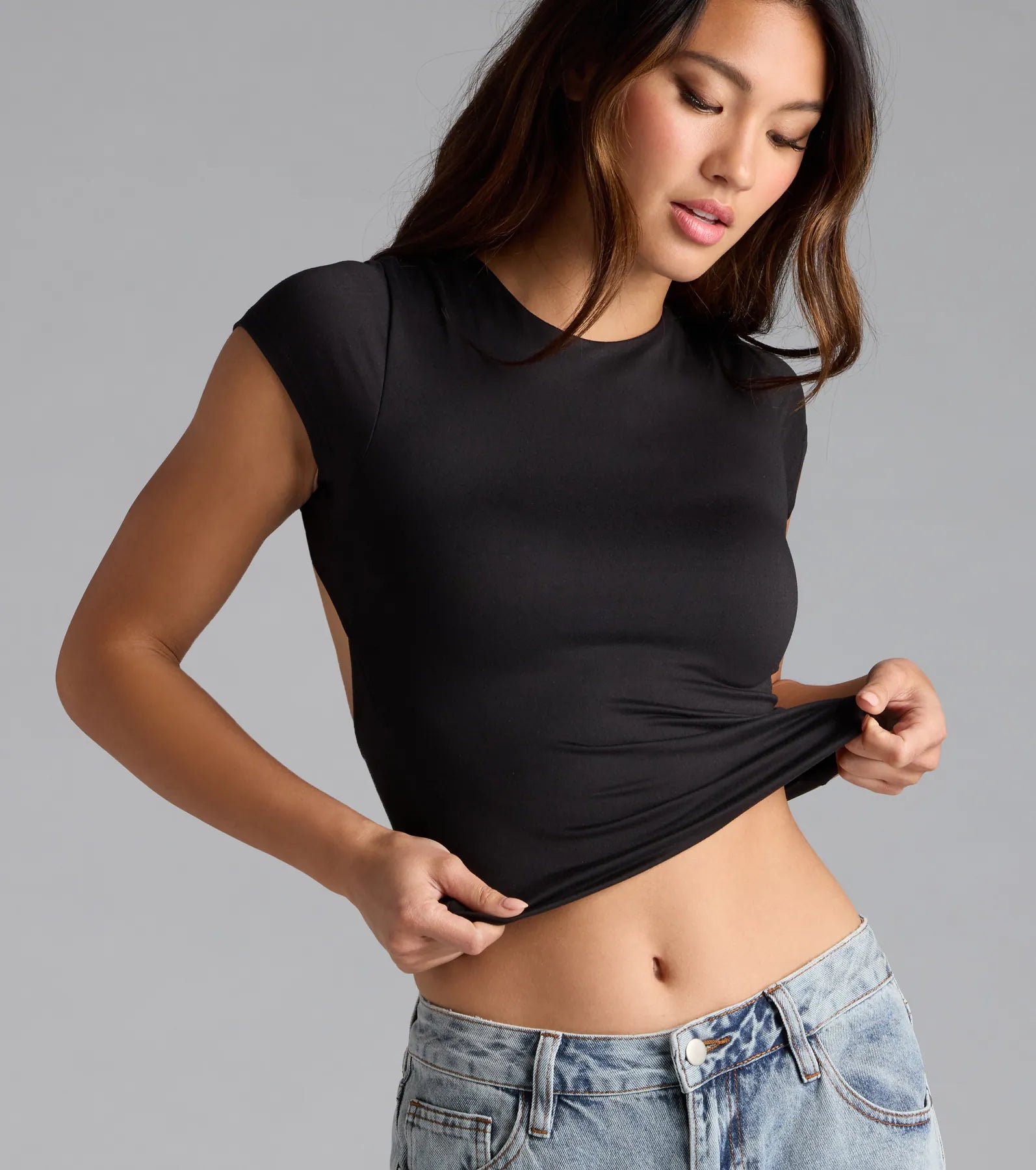 Baby Got Back Basic Crew Neck Crop Tee - Image 9