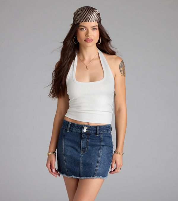 So Adored Basic Halter Crop Top - Image 3