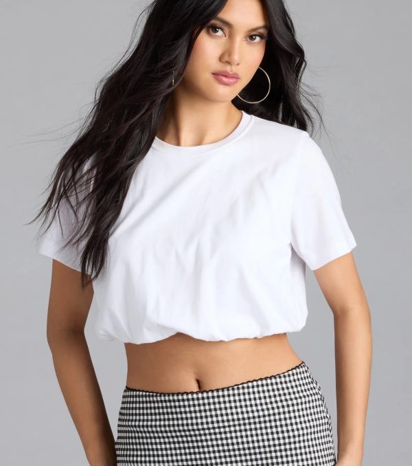 Cute And Chill Bubble Hem Crop Tee - Image 4