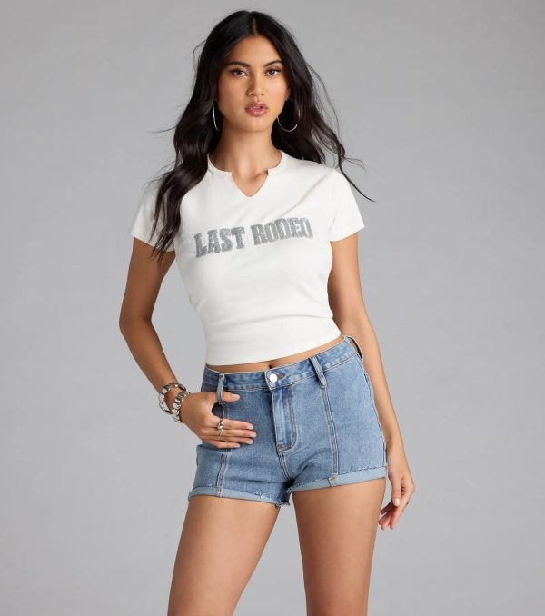 Sequin Last Rodeo Bridal Crop Tee