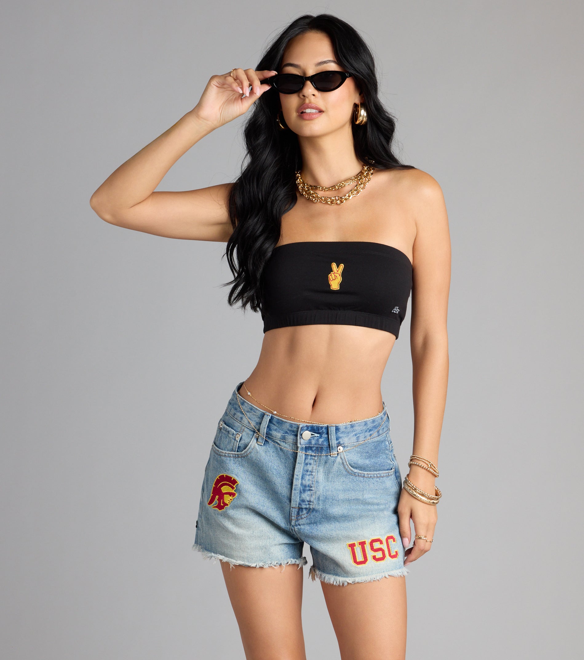 Victory Vibes Only USC® Bandeau Crop Top - Image 2