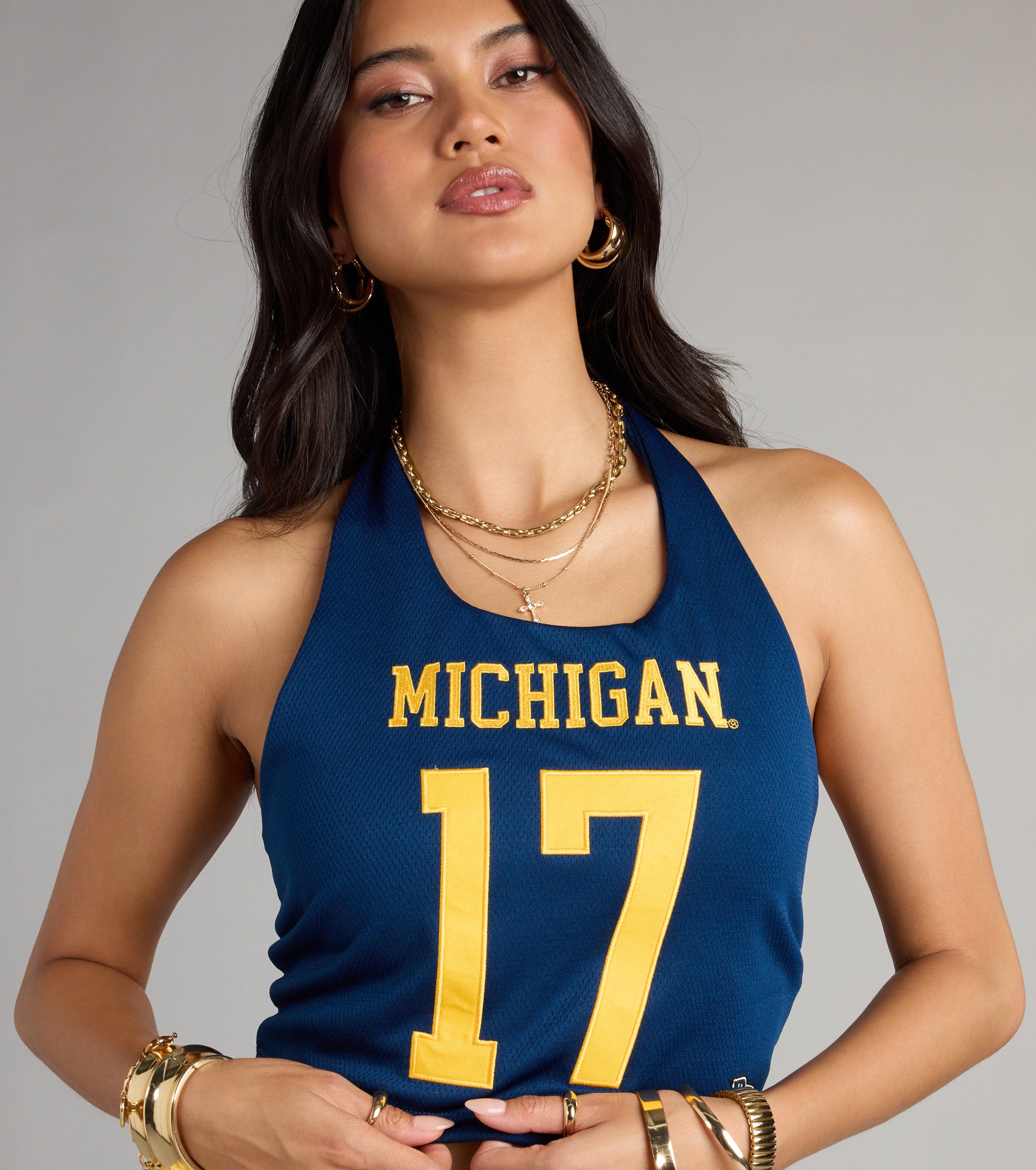 College Cutie Michigan® Jersey Halter Top - Image 4