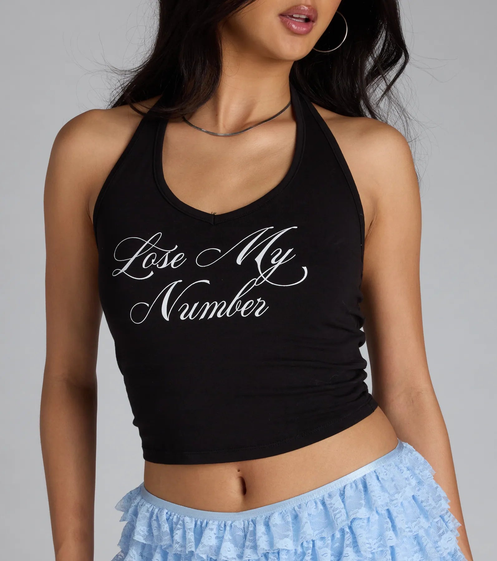 Lose My Number Halter Graphic Top - Image 4