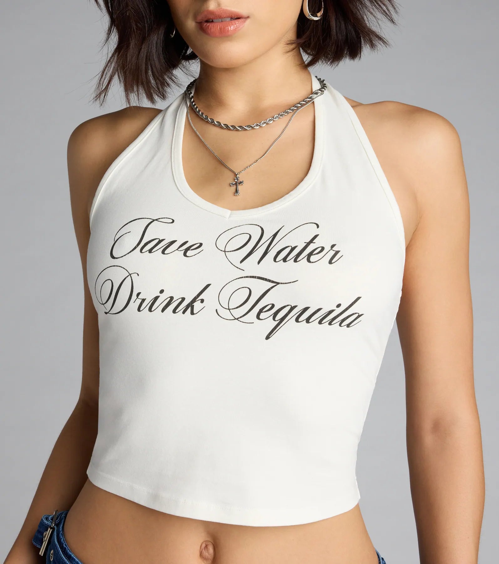 Save Water Drink Tequila Crop Top - Image 3