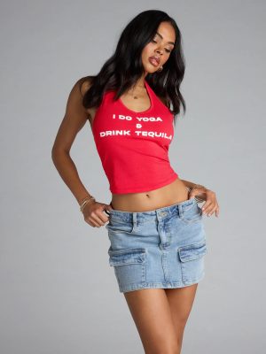 Yoga And Tequila Graphic Halter Top