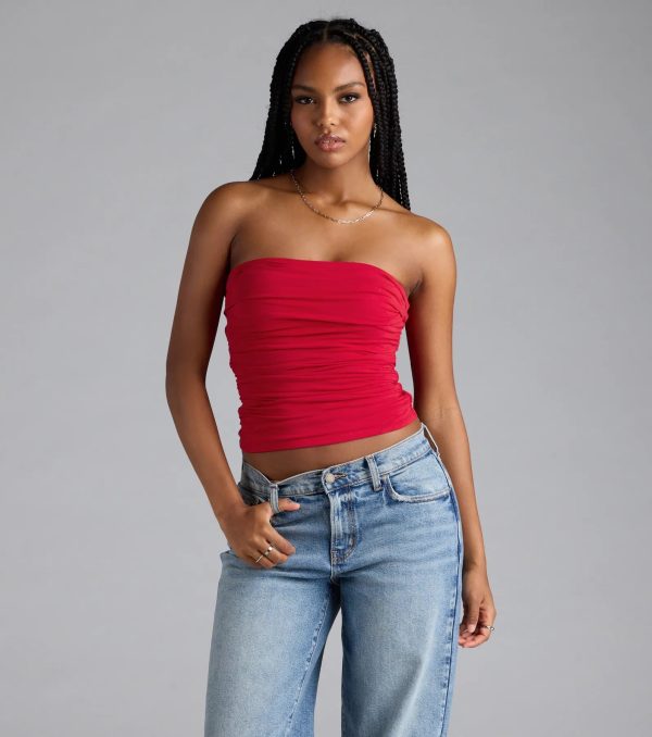 Cutest Vibe Ruched Knit Tube Top - Image 16