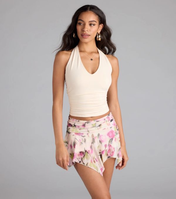 Feel The Vibes Halter V-Neck Crop Top - Image 5