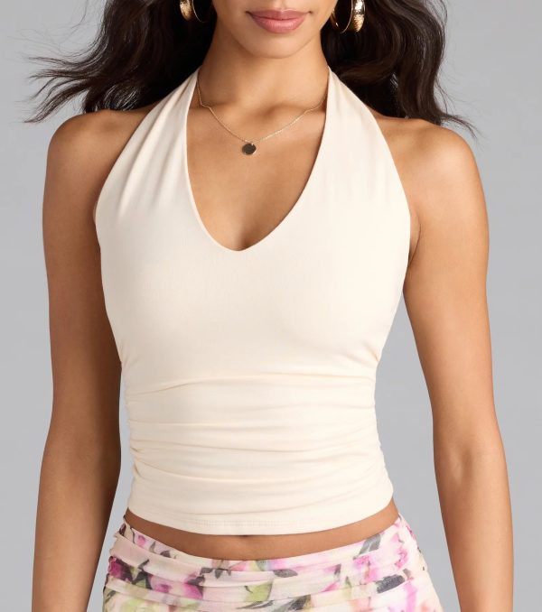 Feel The Vibes Halter V-Neck Crop Top - Image 8