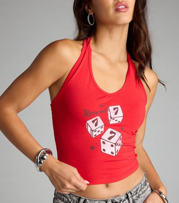 Lucky Me Dice Graphic Halter Top - Image 4