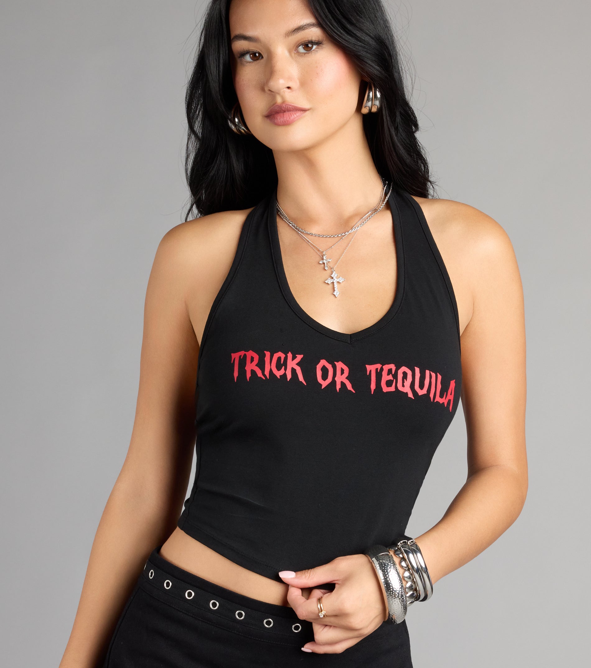 Trick Or Tequila Halter Crop Top - Image 4