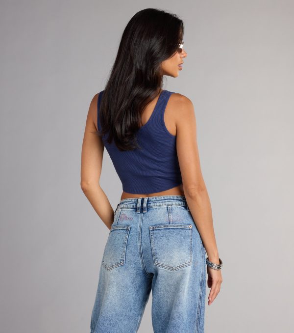 Street Team Graphic Cutout Crop Tank Top - Image 2