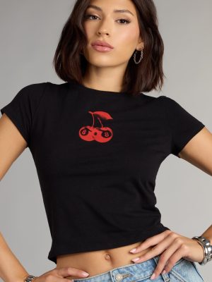 Lucky Strike Cherry Graphic Crop Tee
