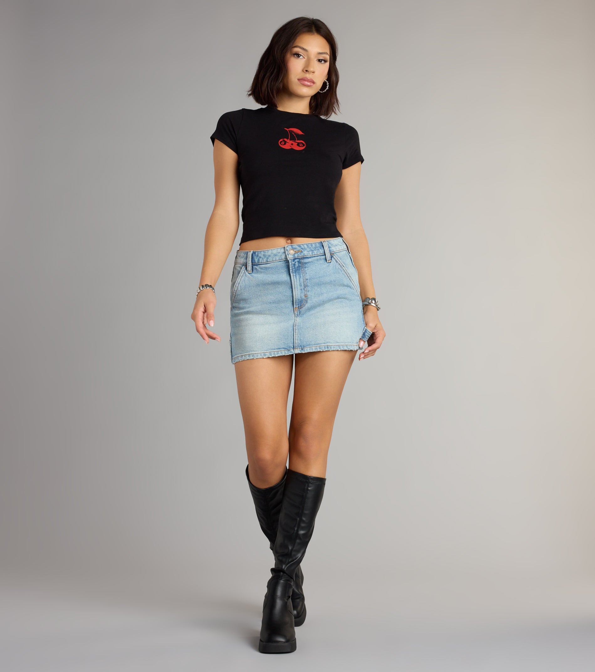 Lucky Strike Cherry Graphic Crop Tee - Image 3