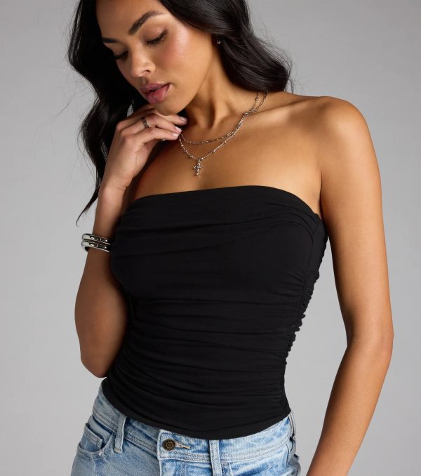 Cutest Vibe Ruched Knit Tube Top - Image 24