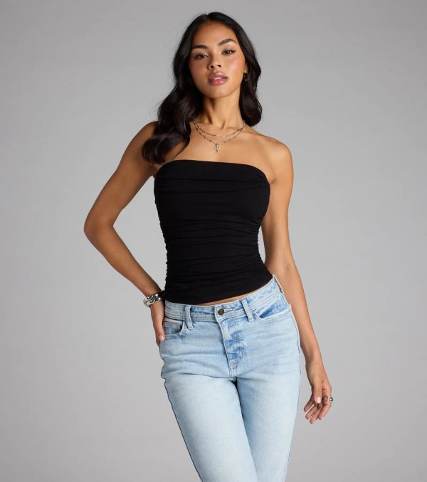 Cutest Vibe Ruched Knit Tube Top - Image 26