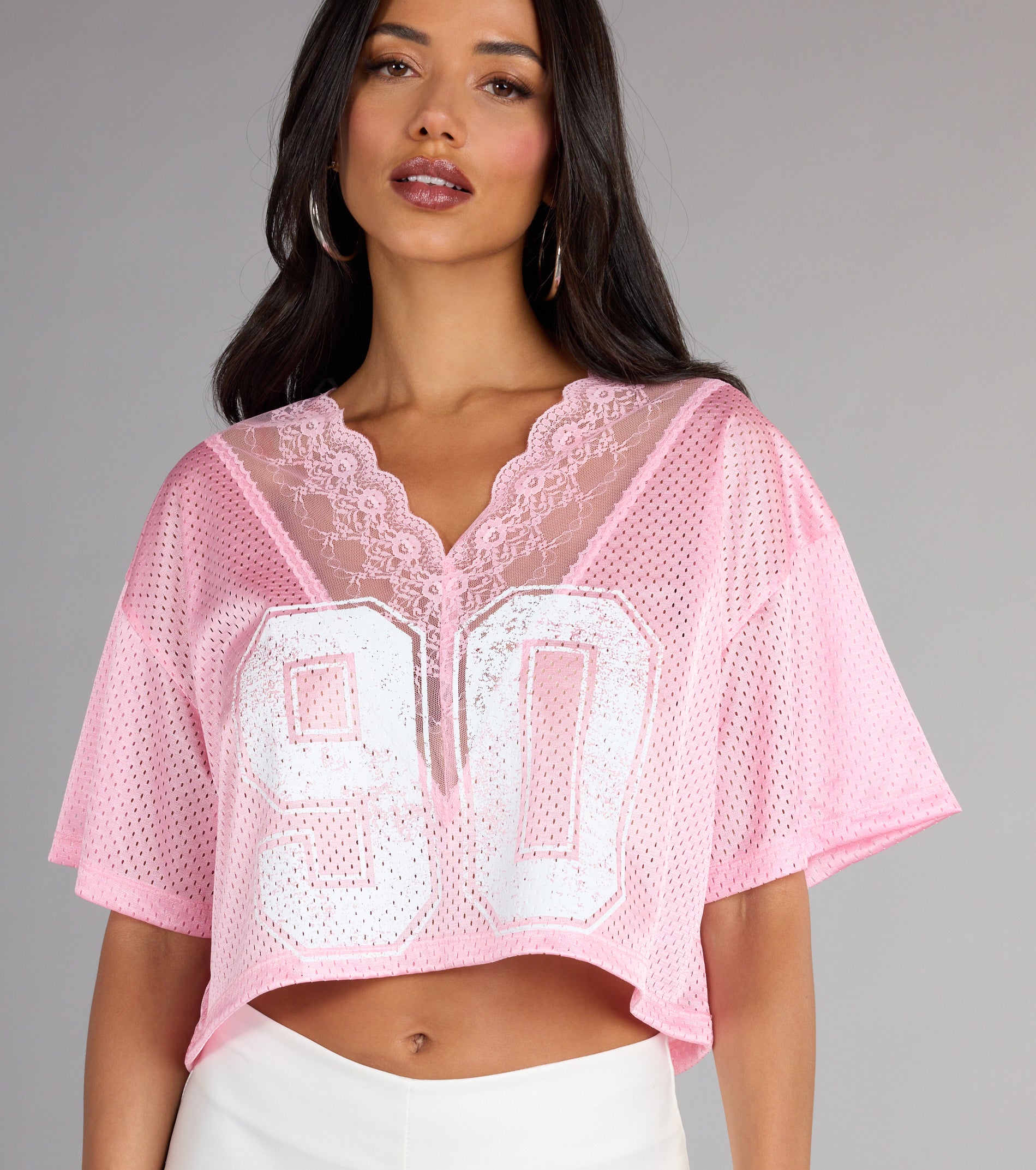 90s Lace Trim Mesh Graphic Tee - Image 8