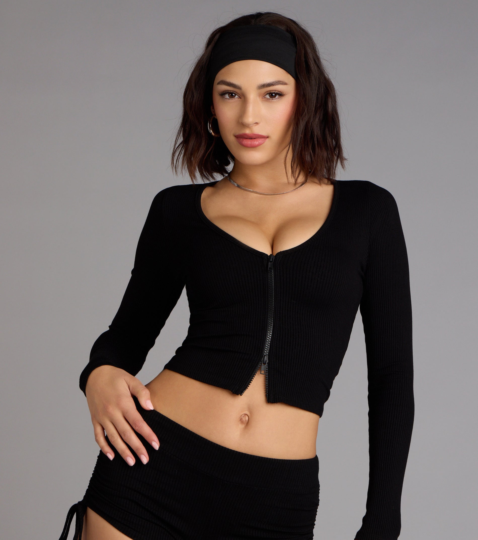 Everyday Long Sleeve Zip-Up Crop Top - Image 7