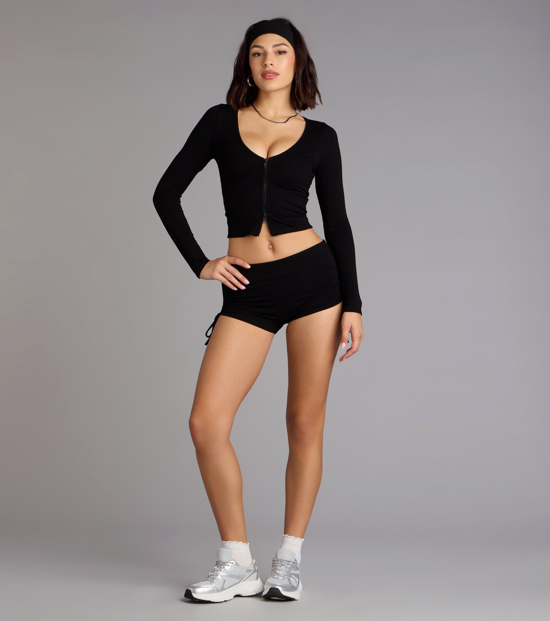 Everyday Long Sleeve Zip-Up Crop Top - Image 8