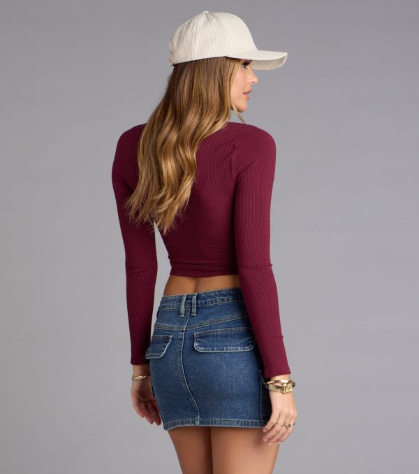 Everyday Long Sleeve Zip-Up Crop Top - Image 2