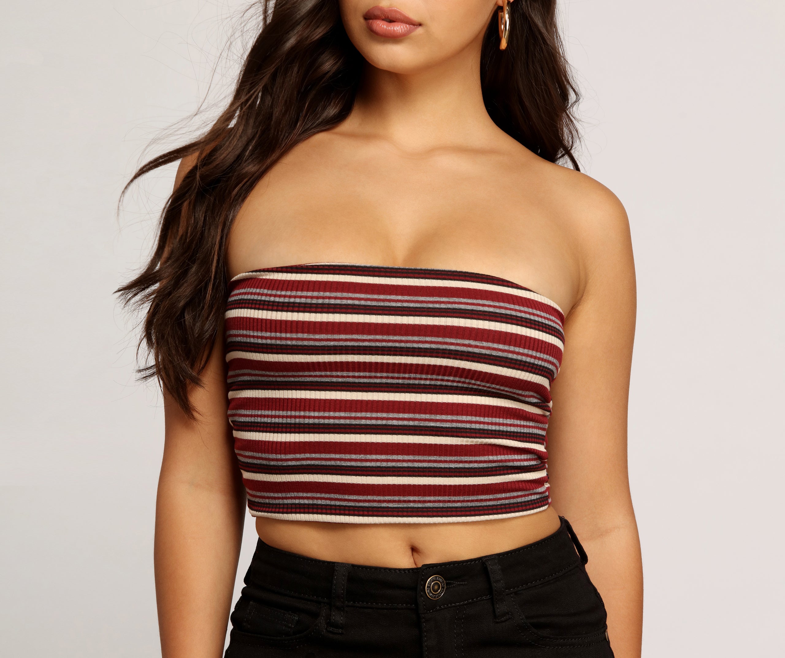 Parallel Lines Striped Tube Top - Image 4