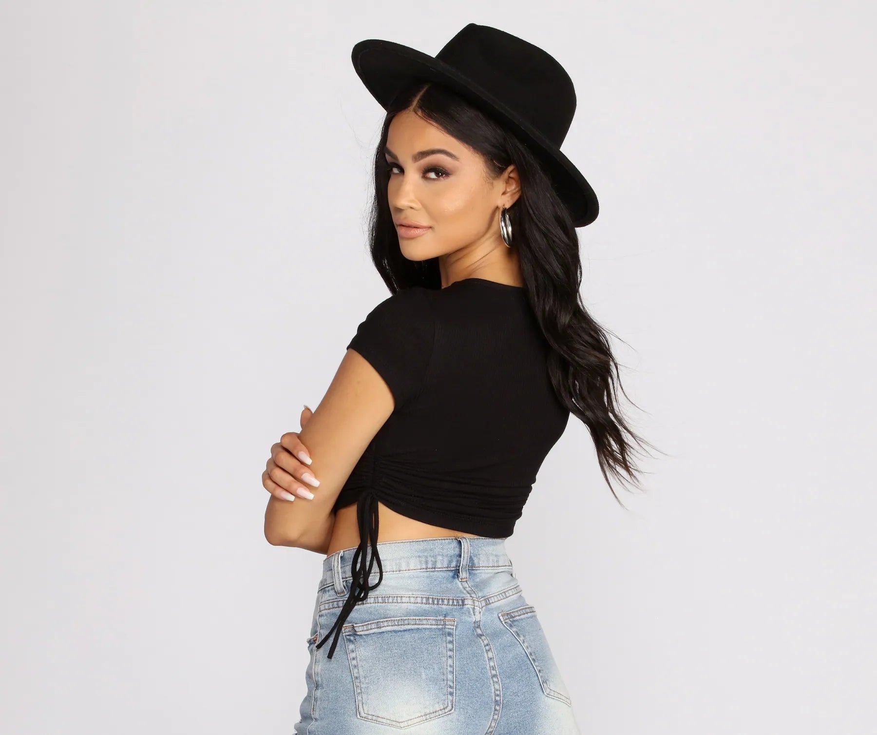 Side To Side Ribbed Knit Crop Top - Image 2