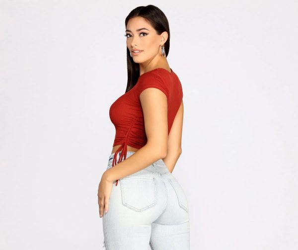Side To Side Ribbed Knit Crop Top - Image 10