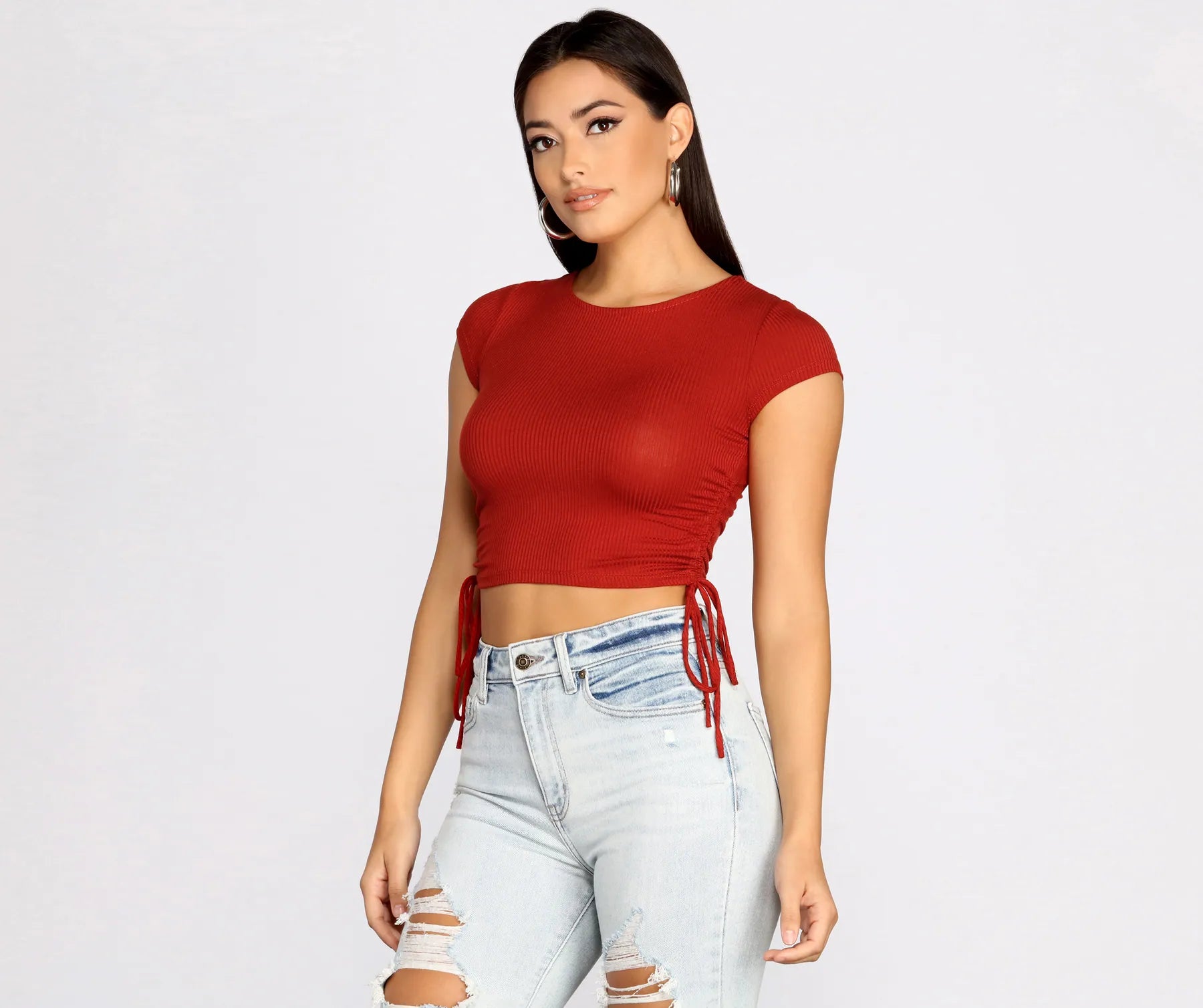 Side To Side Ribbed Knit Crop Top - Image 11