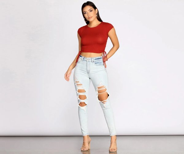 Side To Side Ribbed Knit Crop Top - Image 12