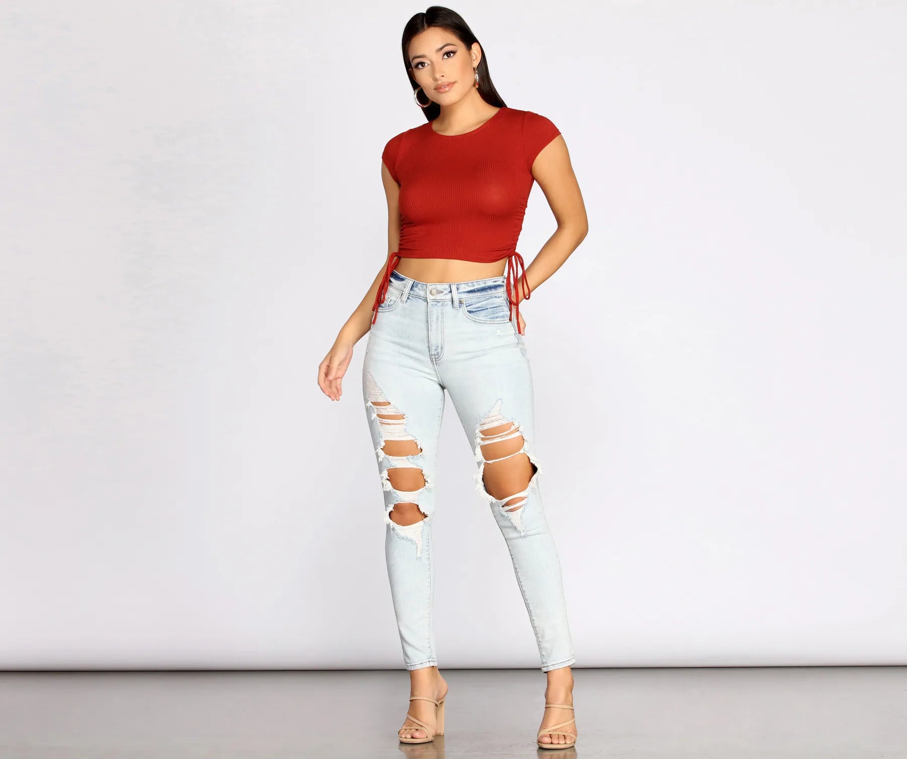 Side To Side Ribbed Knit Crop Top - Image 12