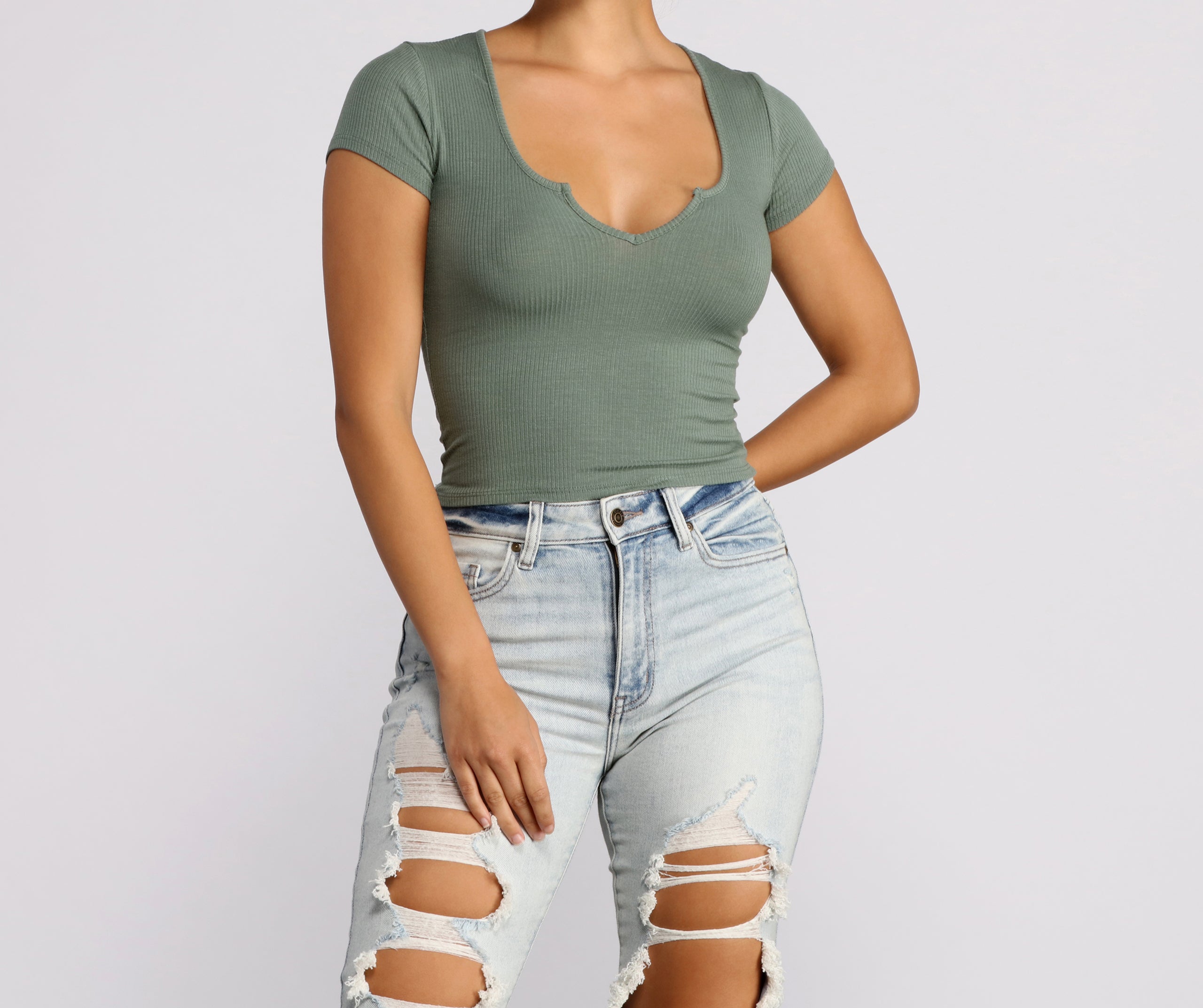 Feeling Basic Ribbed Knit Top - Image 9