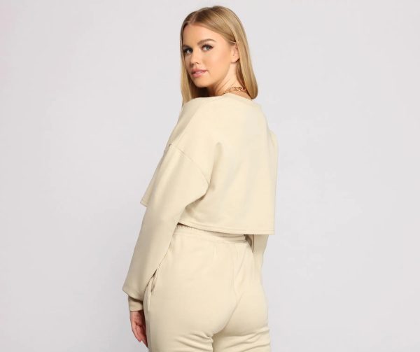 Cozy French Terry Knit Crop Top - Image 14