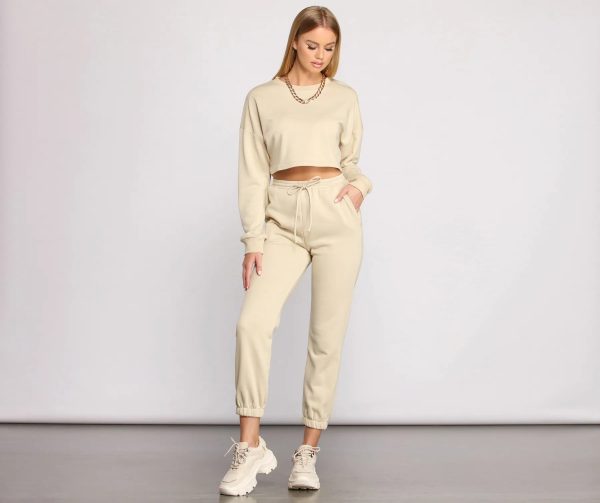 Cozy French Terry Knit Crop Top - Image 16